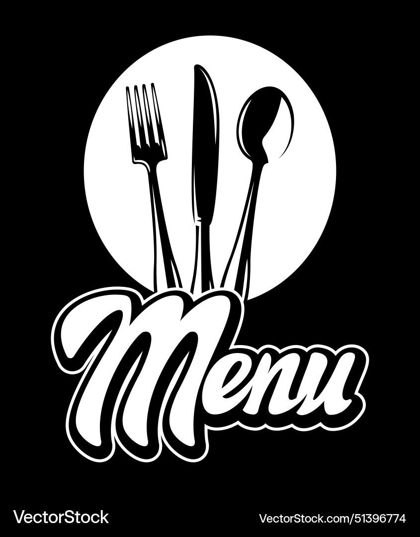 Template for menu with inscription and fork spoon Vector Image
