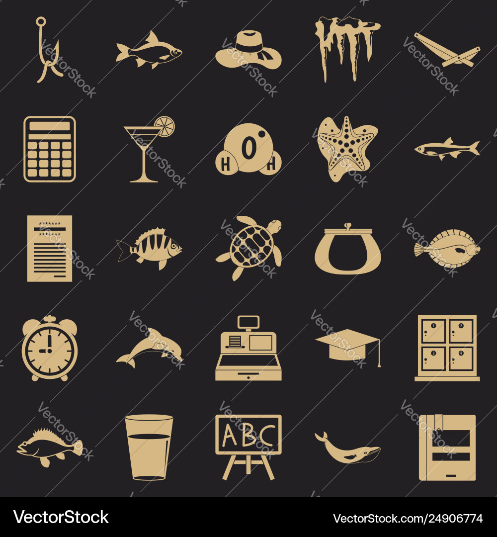 Turtle icons set simple style Turtle icons set simple style vector image