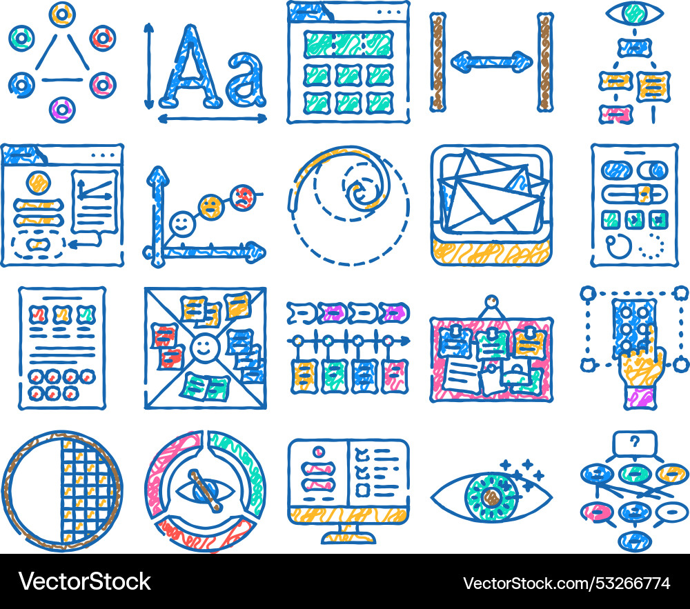 Ux ui design app website icon hand drawn Vector Image