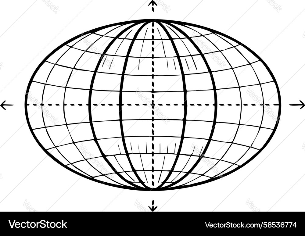 Wireframe Globe with Grid Lines Vector Image