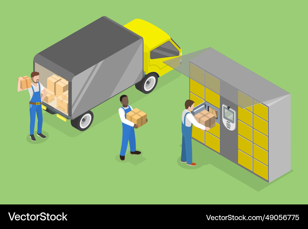 3d isometric flat of parcel 3d isometric flat of parcel vector image