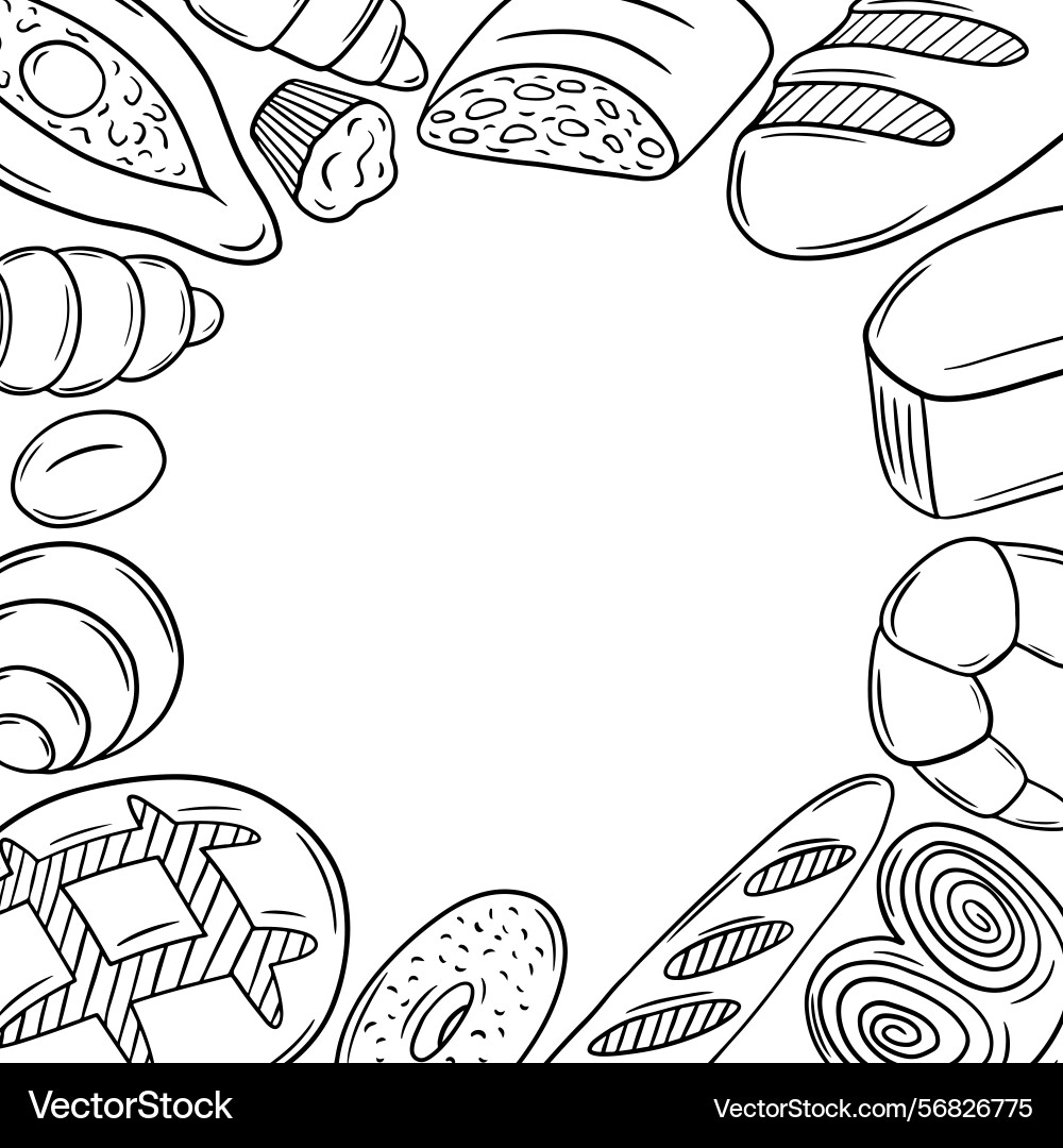Bakery products frame in sketch style Vector Image