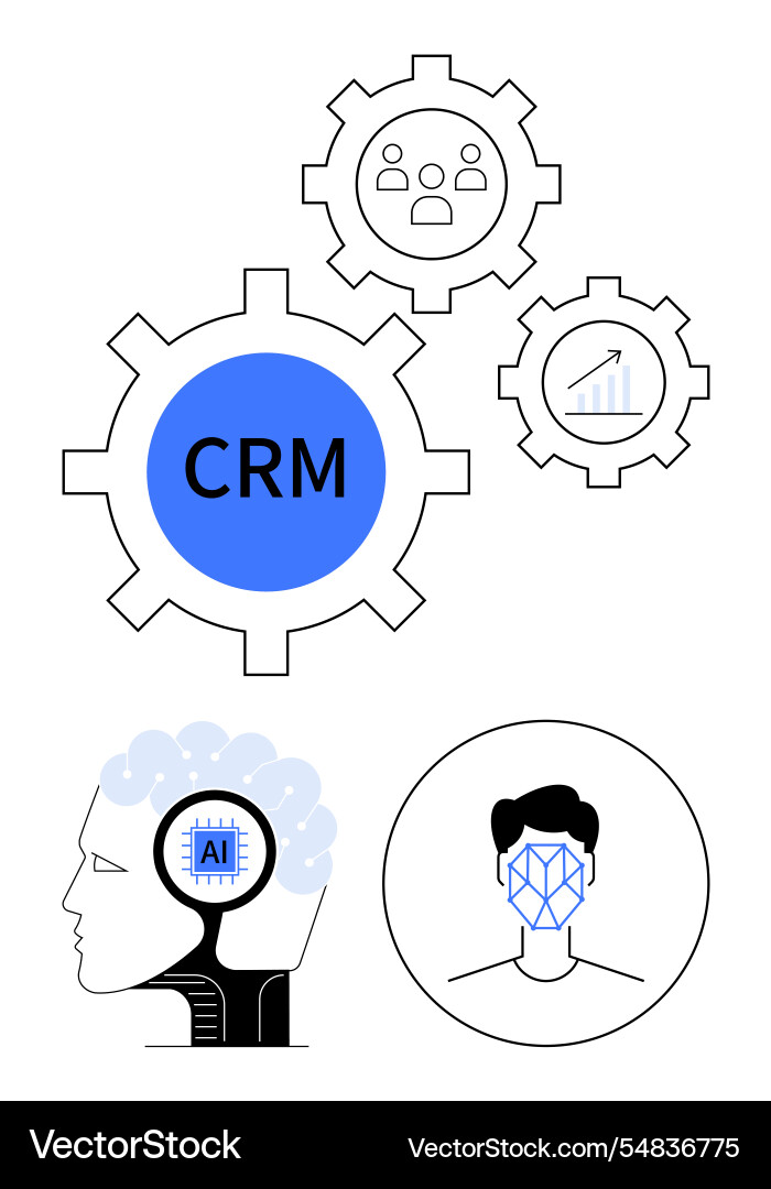 Crm integration with ai and data analysis Crm integration with ai and data analysis vector image