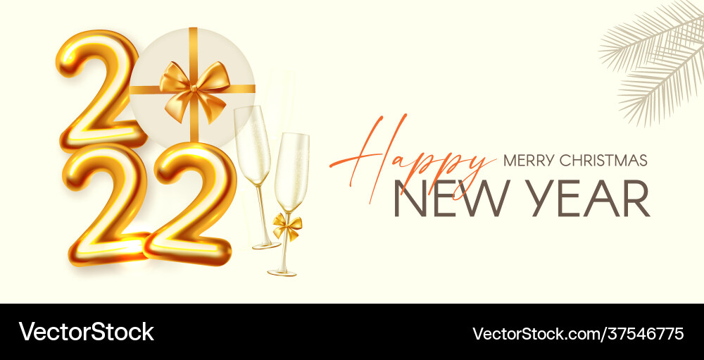 Happy new 2022 year party poster template with 3d Happy new 2022 year party poster template with 3d vector image