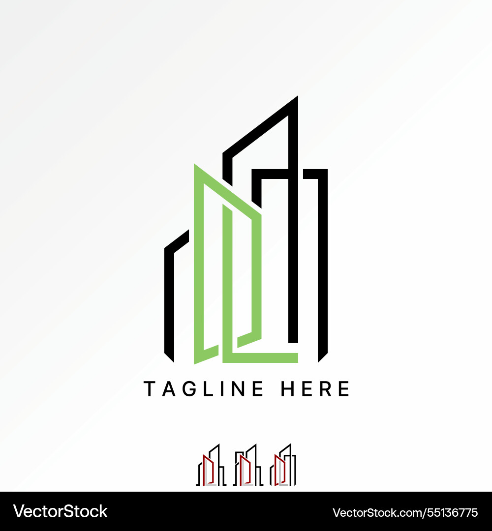 Initial dl line font building house skyscraper Initial dl line font building house skyscraper Vector Image