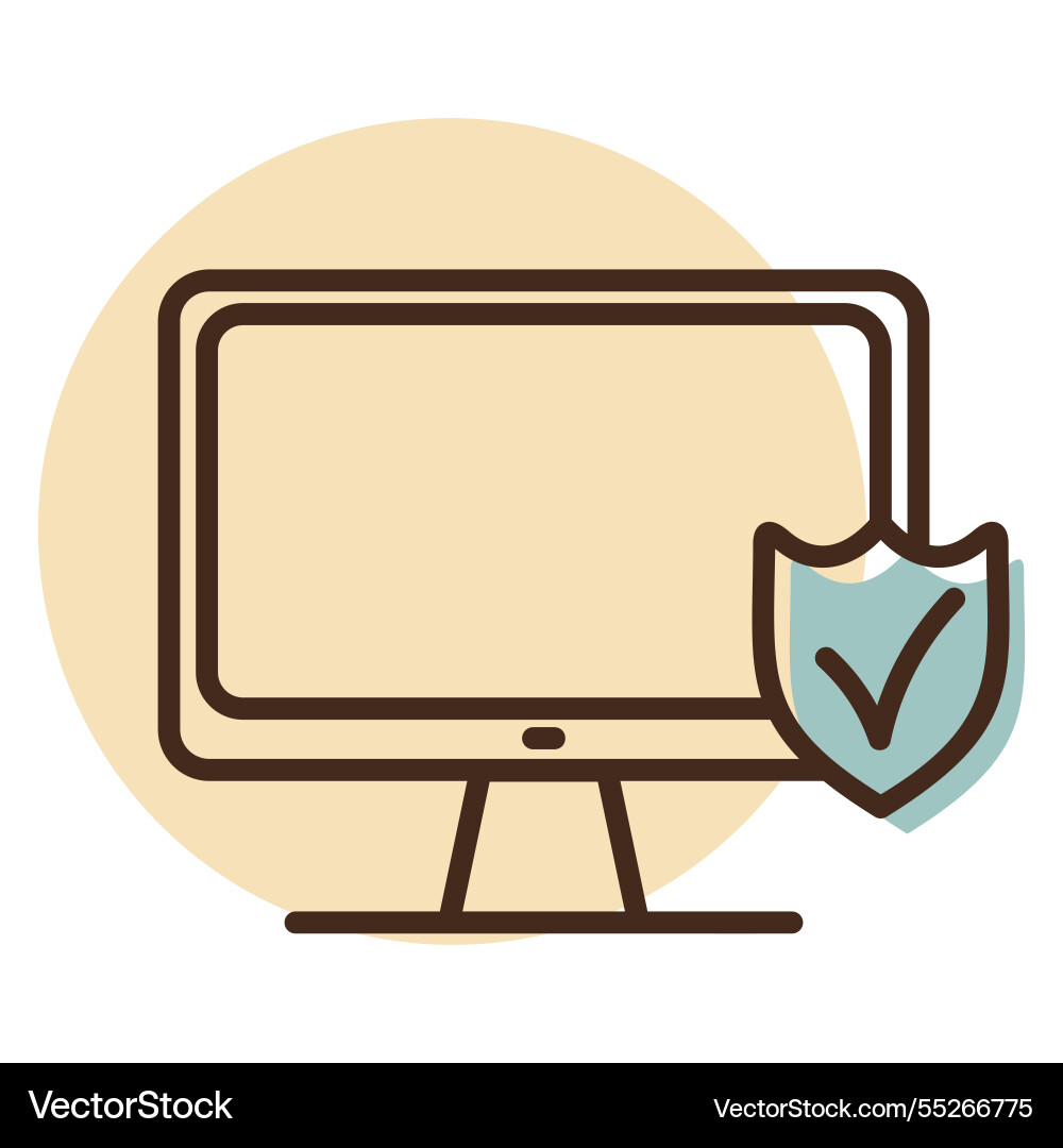 Monitor with shield and check mark icon Vector Image