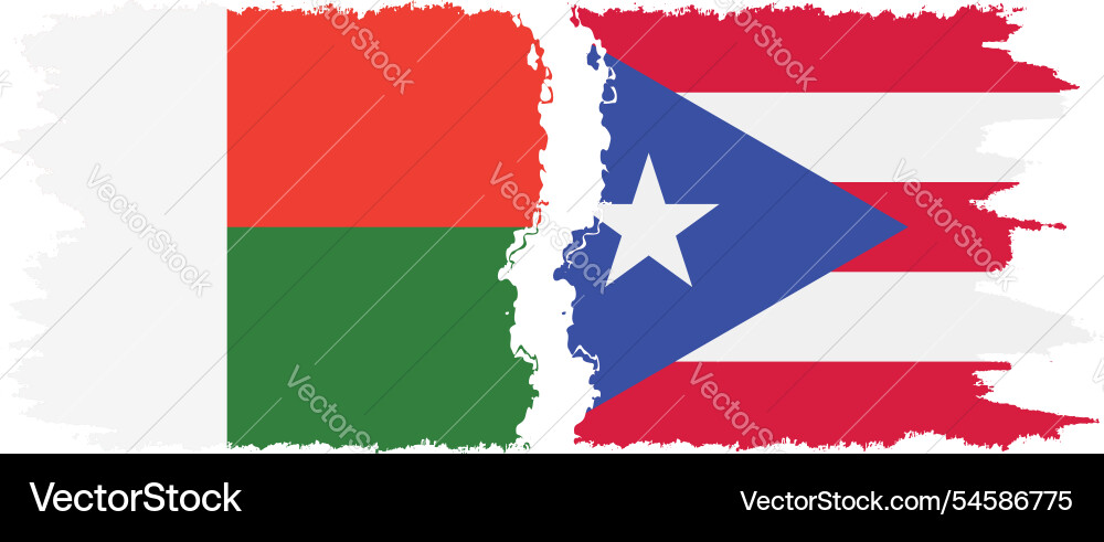 Puerto rico and madagascar grunge flags connection Puerto rico and madagascar grunge flags connection vector image