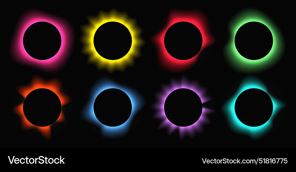 Set of circle illuminate light frames Set of circle illuminate light frames vector image