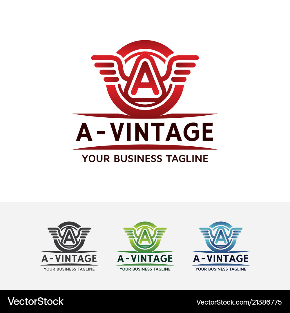 Vintage Wings Logo - Letter A Vector Image