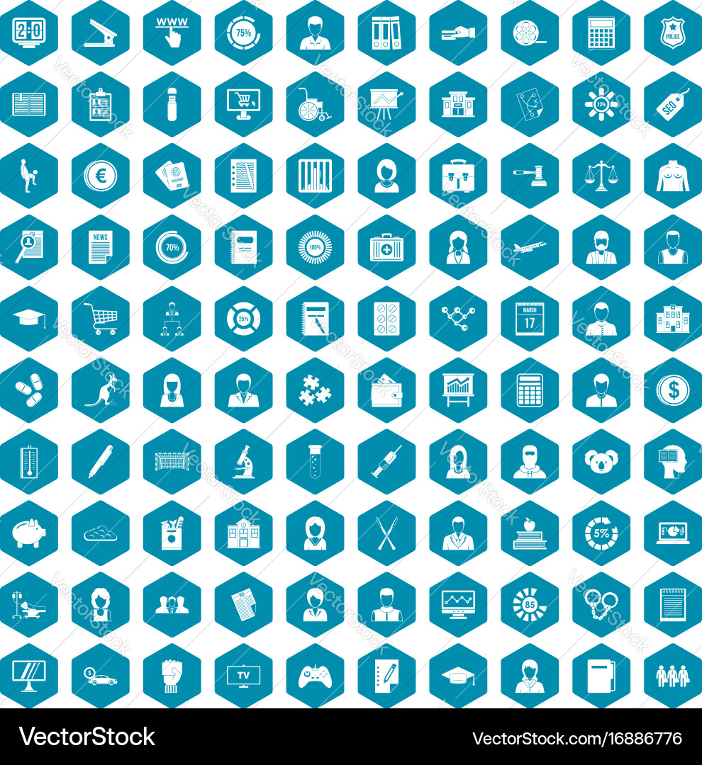 100 statistic data icons sapphirine violet Vector Image
