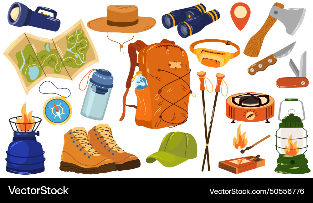 1587 camping set Royalty Free Vector Image - VectorStock