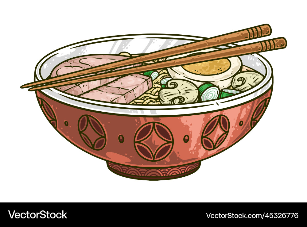 Bowl ramen colorful element detailed vector image