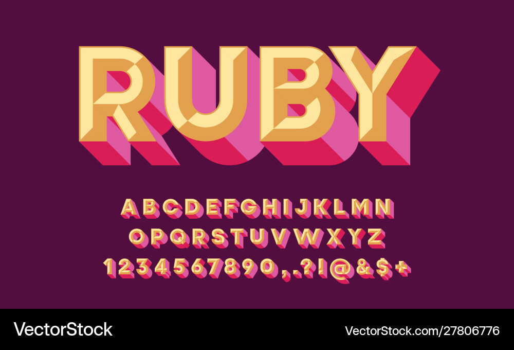 Chisel Alphabet Font Set vector image