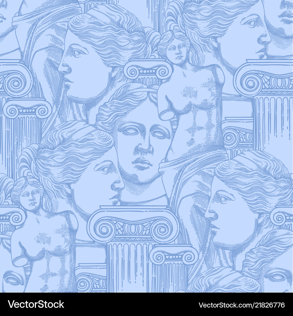 Classical pattern of venus de milo and columns Classical pattern of venus de milo and columns Vector Image