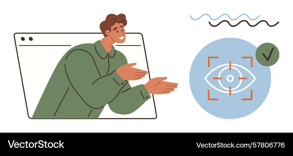 Man presenting visual recognition concept vector image