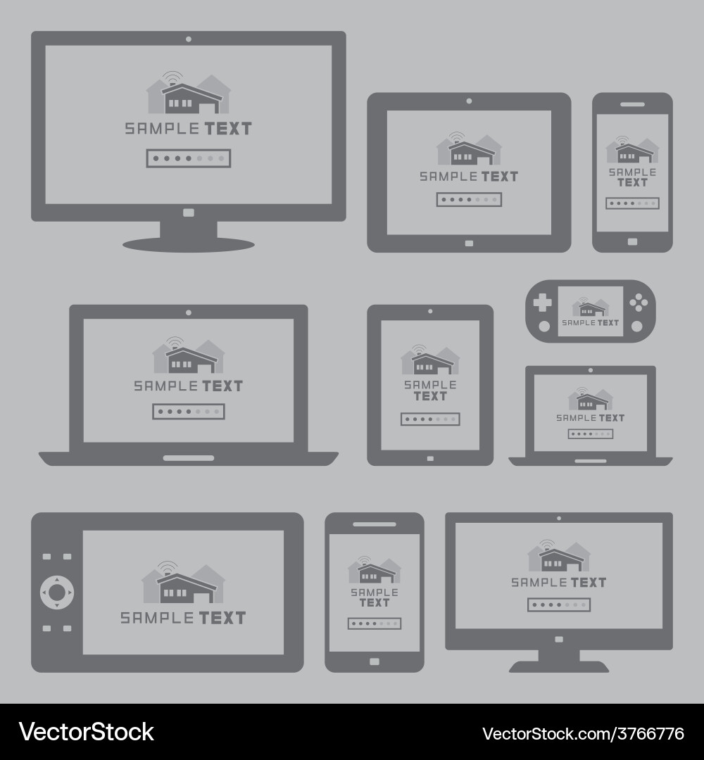 Modern computer and mobile devices set Vector Image