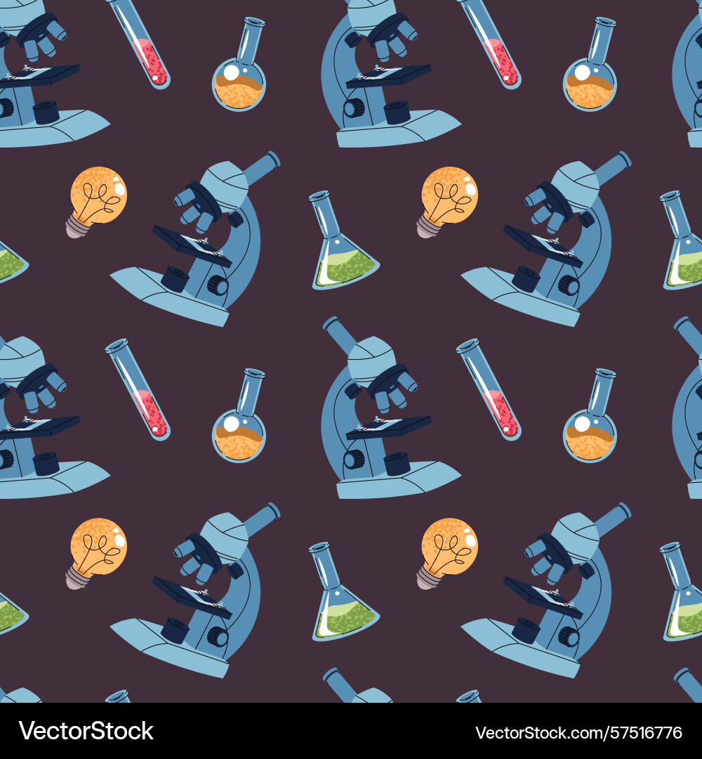 Seamless science pattern with microscope test Seamless science pattern with microscope test vector image