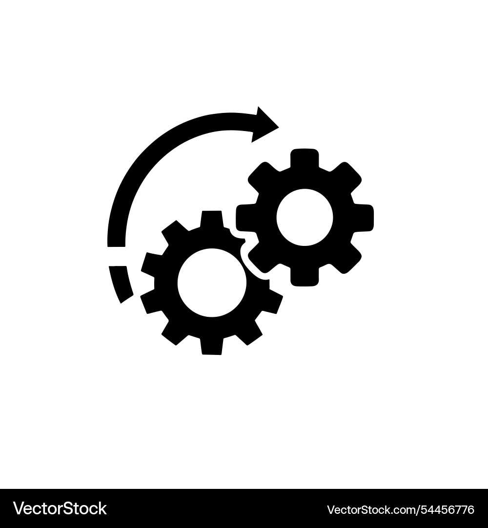 Two gears with arrow workflow concept Two gears with arrow workflow concept Vector Image