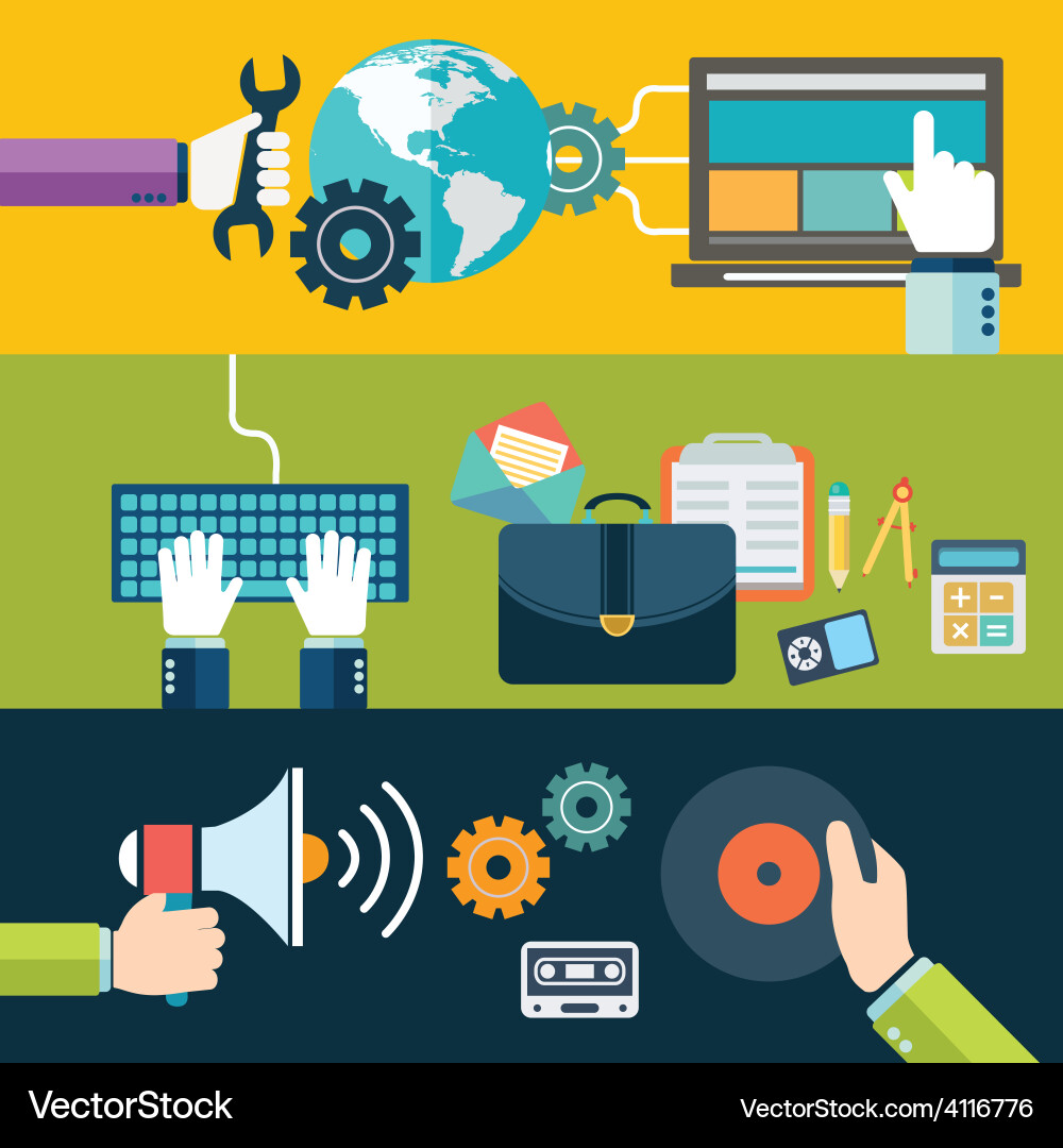Web design and technology icons vector image