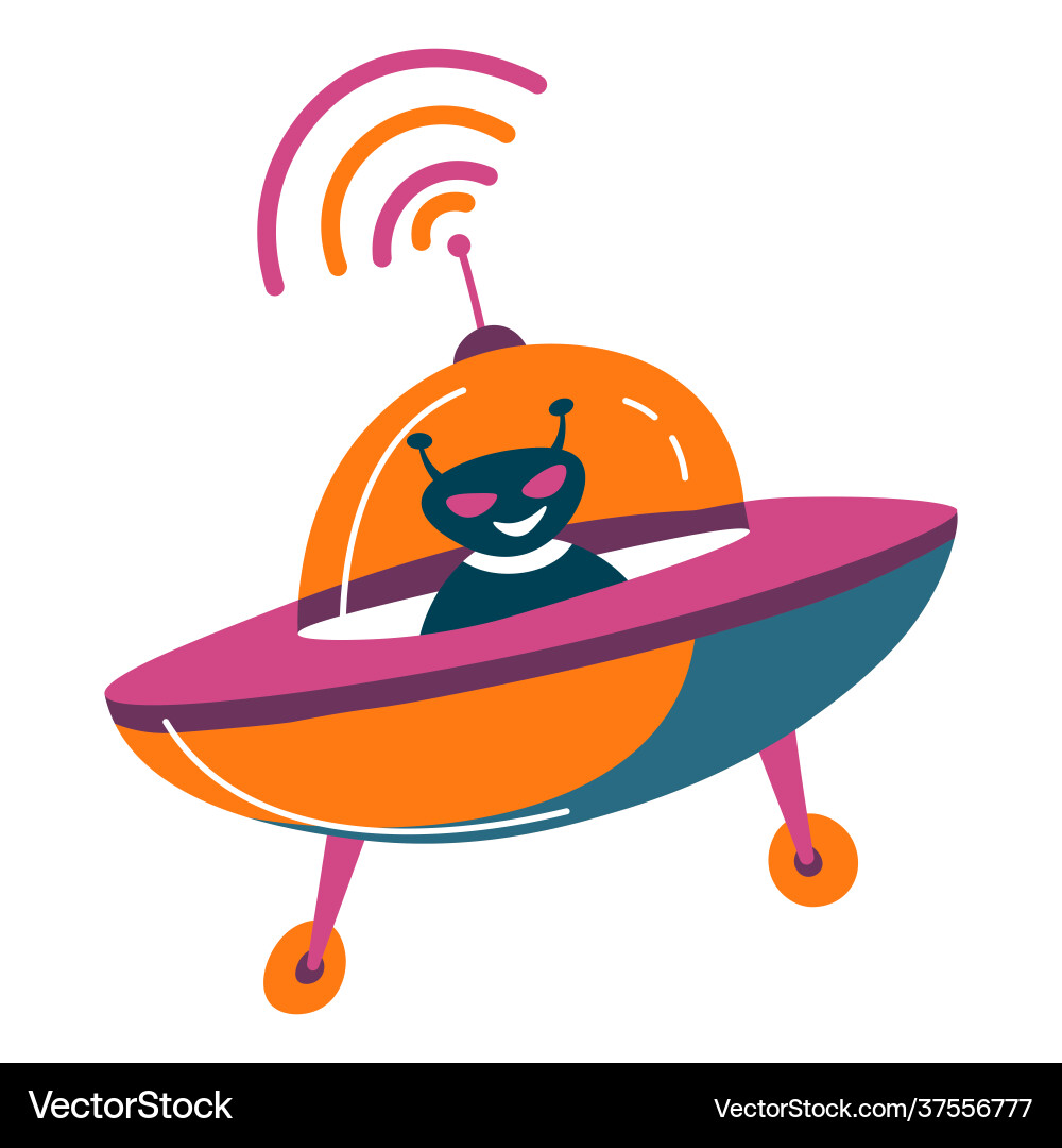 Alien invader spaceship with ufo outer space Alien invader spaceship with ufo outer space Vector Image