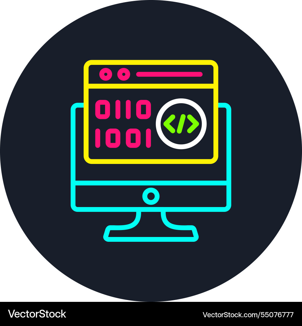 Binary code line multi color icon vector image