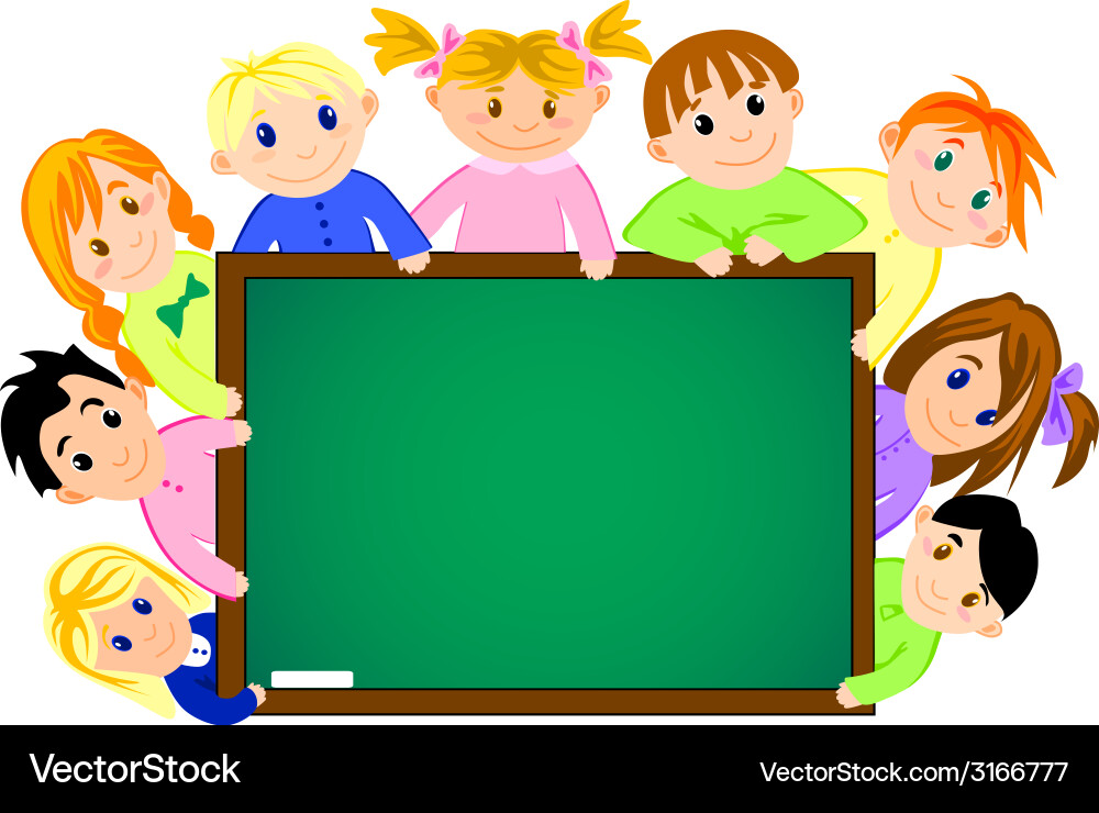 Children near the school board Vector Image
