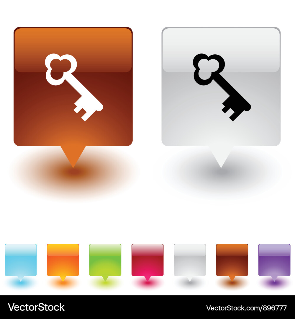 Key square button vector image