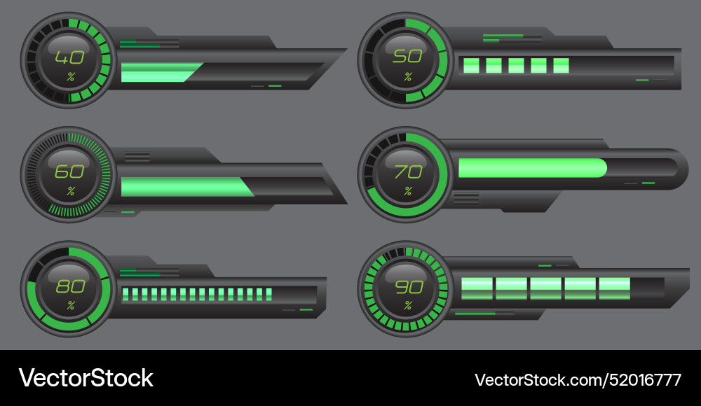 Set of hud modern loading progress bars user Set of hud modern loading progress bars user Vector Image