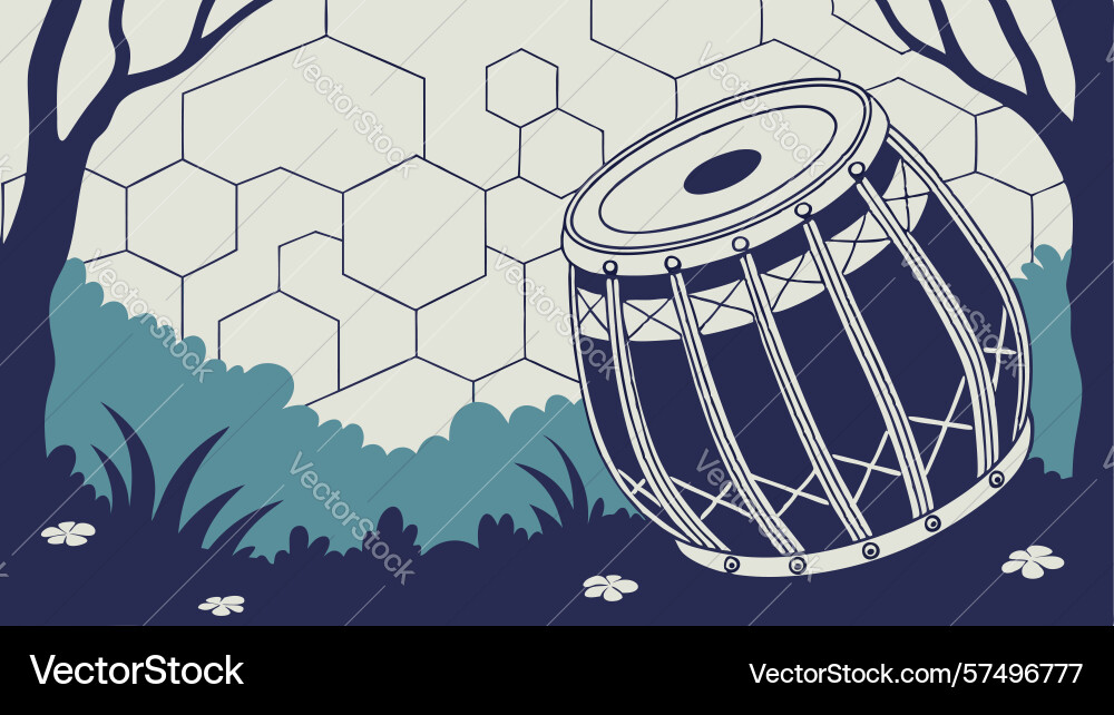 Tabla drum with geometric hexagonal pattern vector image