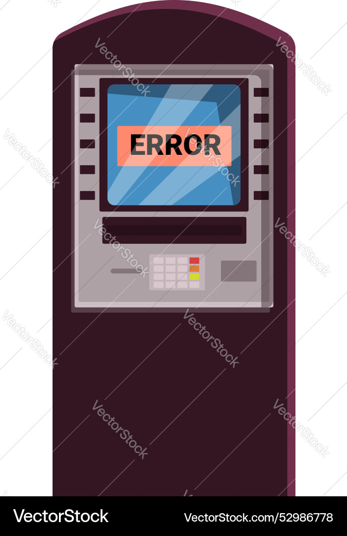 Atm showing error message on the screen Atm showing error message on the screen vector image