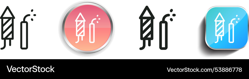 Fireworks icon thin linear regular and button Fireworks icon thin linear regular and button vector image