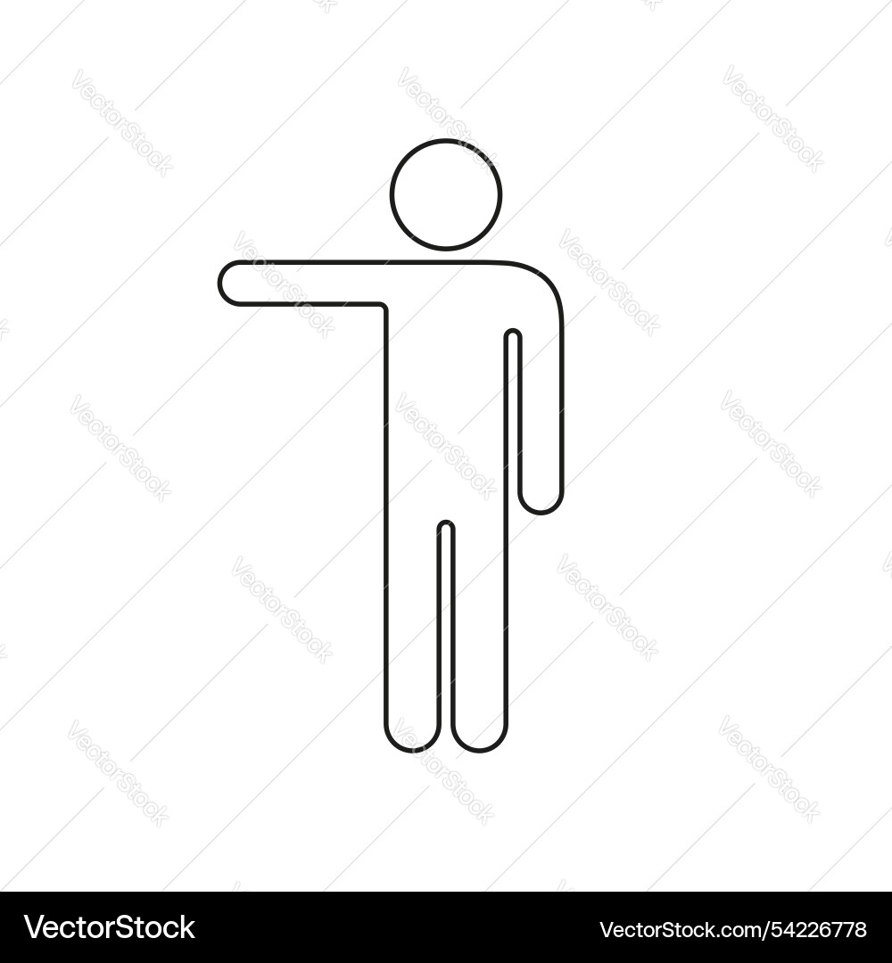Man pointing to left with arm outstretched line Vector Image