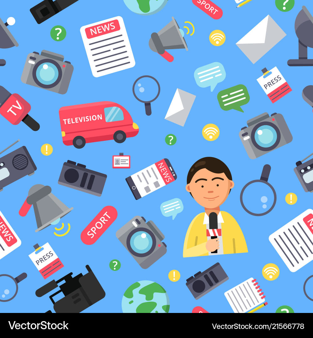 News attributes pattern broadcasting and News attributes pattern broadcasting and vector image