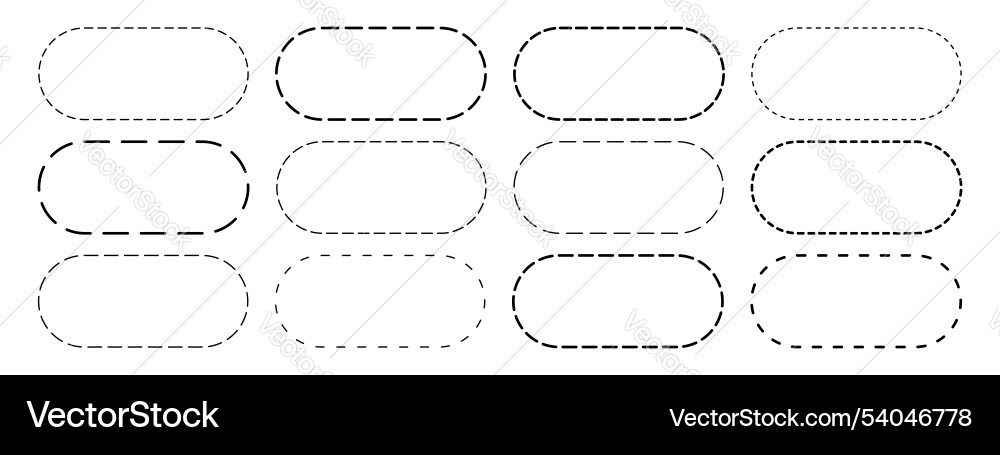 Set of oval shapes with dashed lines dotted vector image