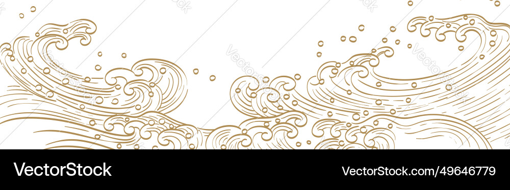 Abstract landscape with japanese wave pattern Abstract landscape with japanese wave pattern vector image