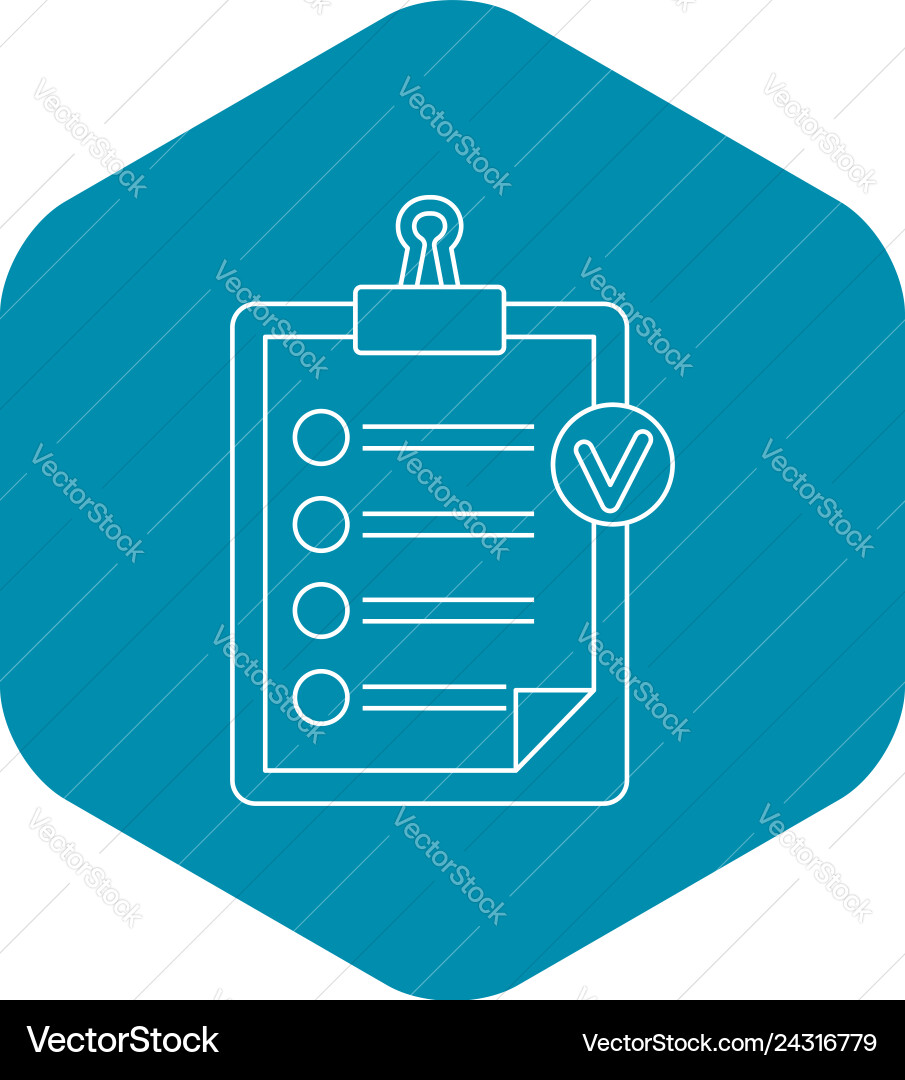 Check list on a clipboard icon outline style Check list on a clipboard icon outline style vector image