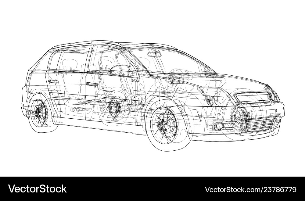 Concept car rendering of 3d Vector Image