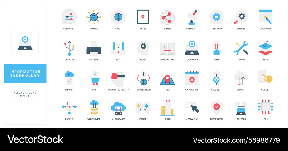 Information technology cloud data system vector image