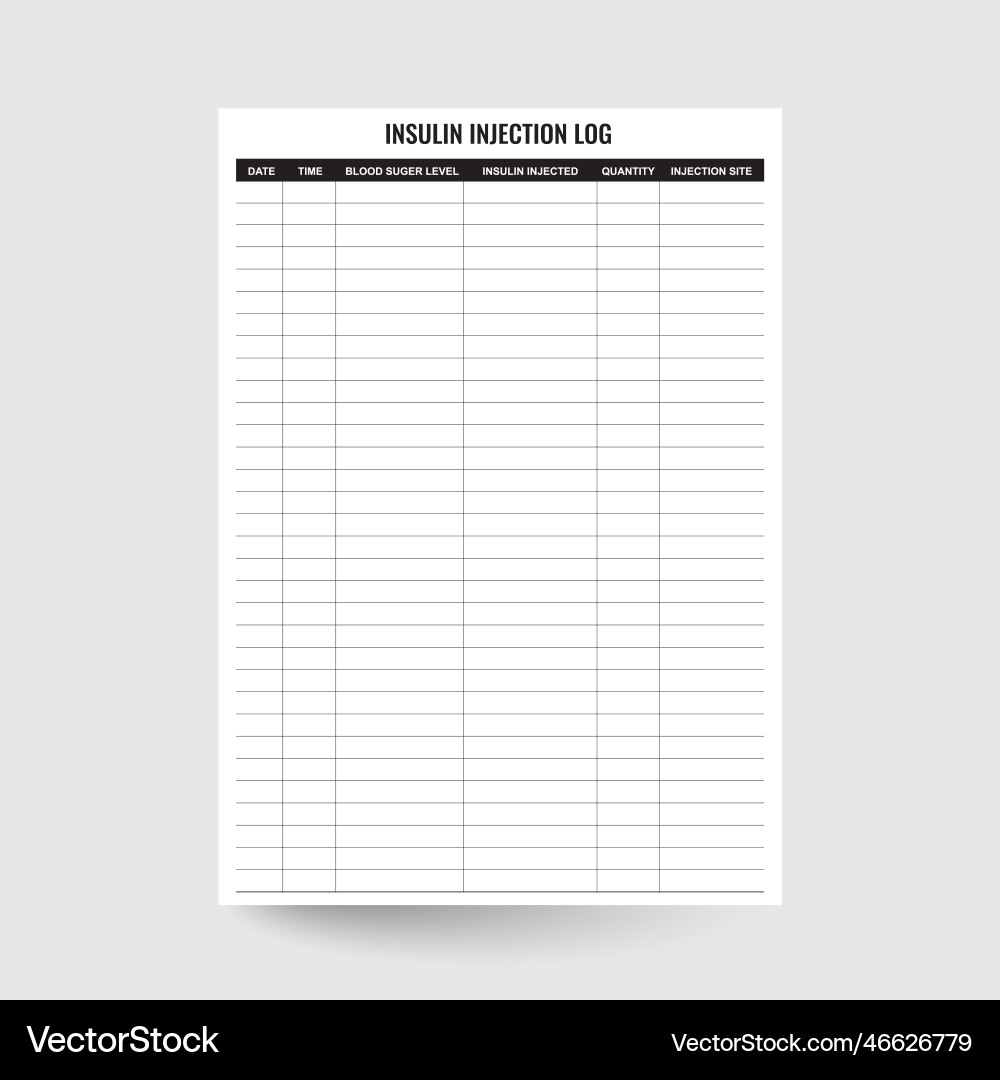 Insulin injection log Vector Image