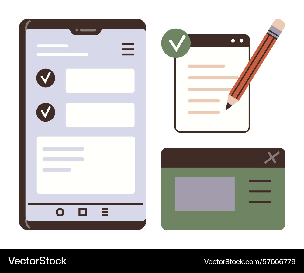 Mobile task management with checklist note-taking Mobile task management with checklist note-taking vector image