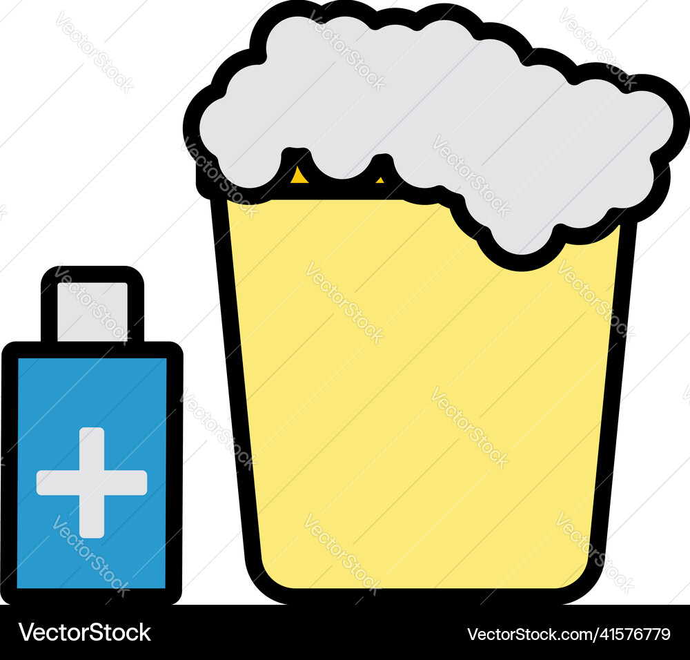 Sanitizer bottles with bucket icon Vector Image