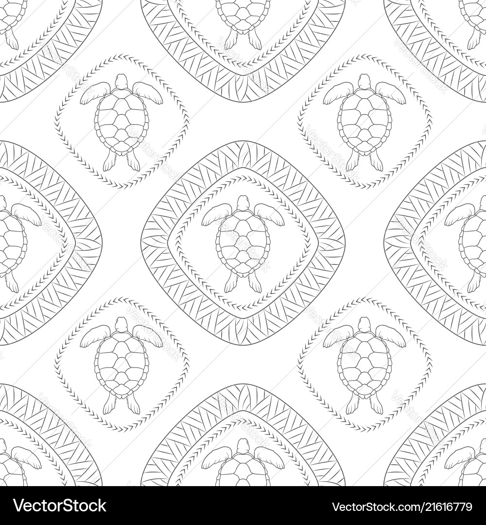 Seamless pattern with turtle polynesian symbols Seamless pattern with turtle polynesian symbols vector image