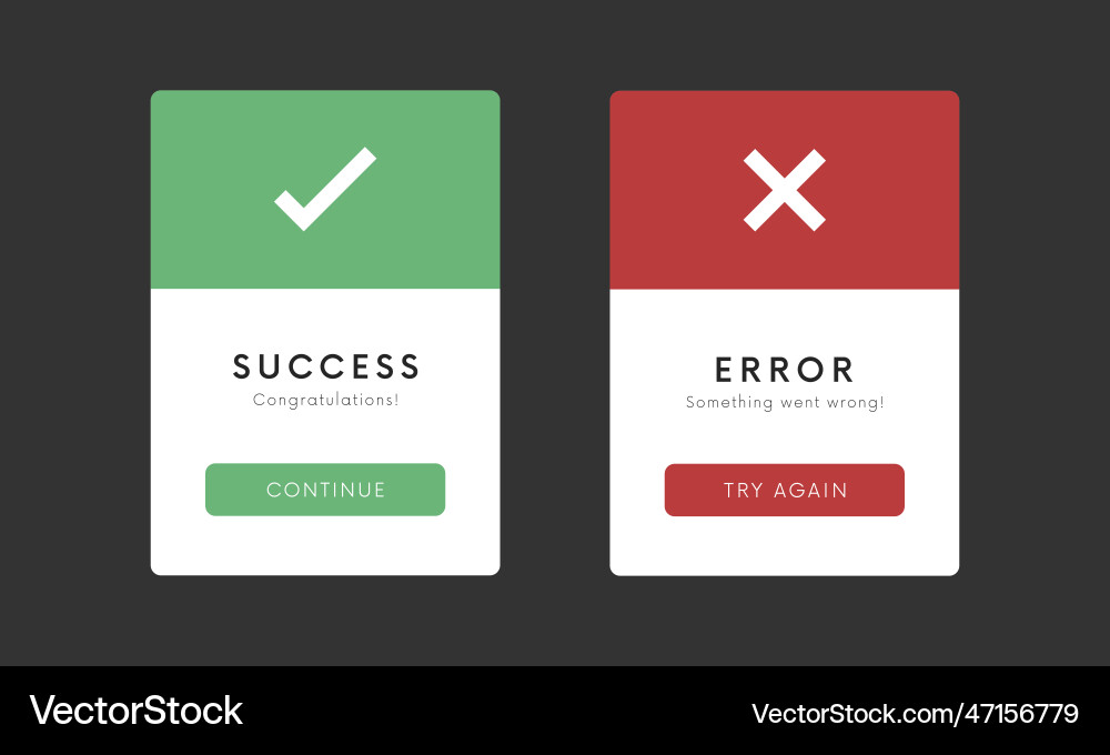 Success and error message ui banner design yes vector image