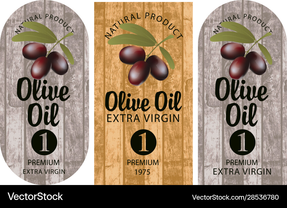 Etiketten für Olivenöl mit Perücke Vektorbild