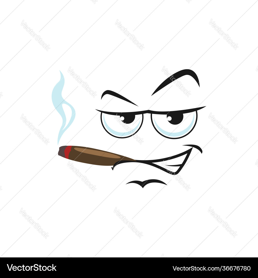 Grumpy emoticon mit smirk lächeln rauchen zigarette Grumpy emoticon mit smirk lächeln rauchen zigarette vektorbild