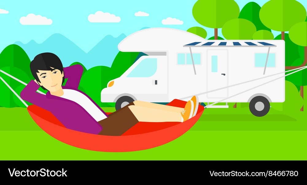 Man lying in hammock Vector Image