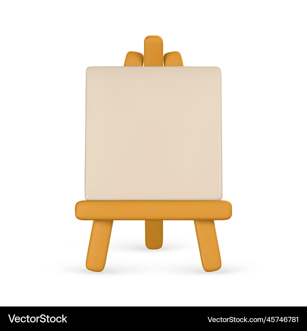 3d realistic easel with empty canvas vector image