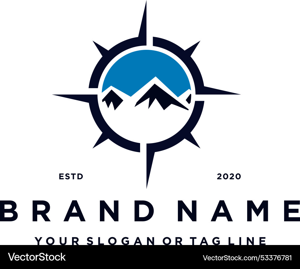 Creative mountain compass logo design concept Vector Image