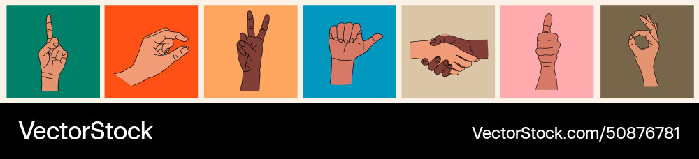 Different hand gestures set icons isolated Different hand gestures set icons isolated vector image