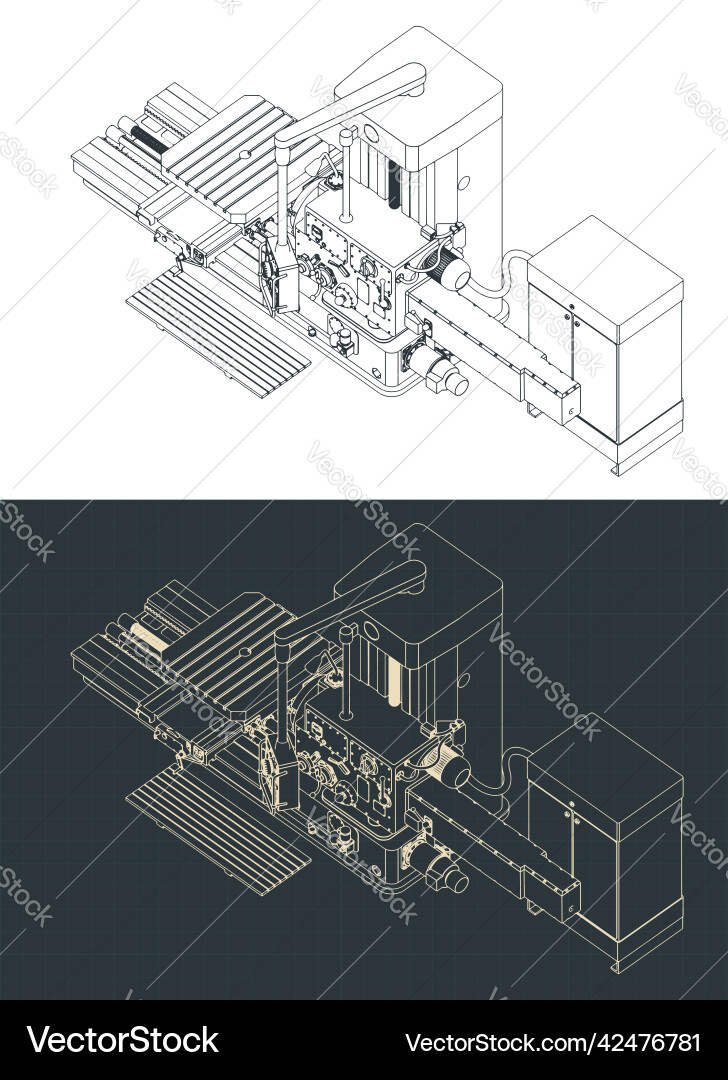 Fräsen cnc Maschine isometrische Blaupausen Fräsen cnc Maschine isometrische Blaupausen vektorbild